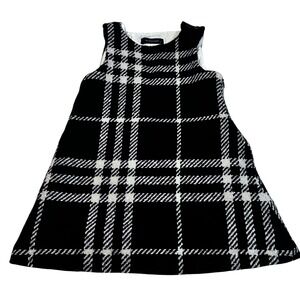 Authentic Burberry Kids Plaid Jumper Dress Black White Wool Size 2Y
